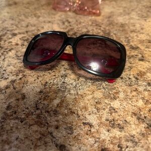 CHANEL Black and Red Sunglasses